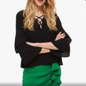 Topshop Black Blouse Bell Sleeves